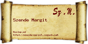 Szende Margit névjegykártya